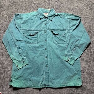 Levi's Button Down Shirt Mens XL Teal Vintage 90s Cotton Twill Workwear Utility